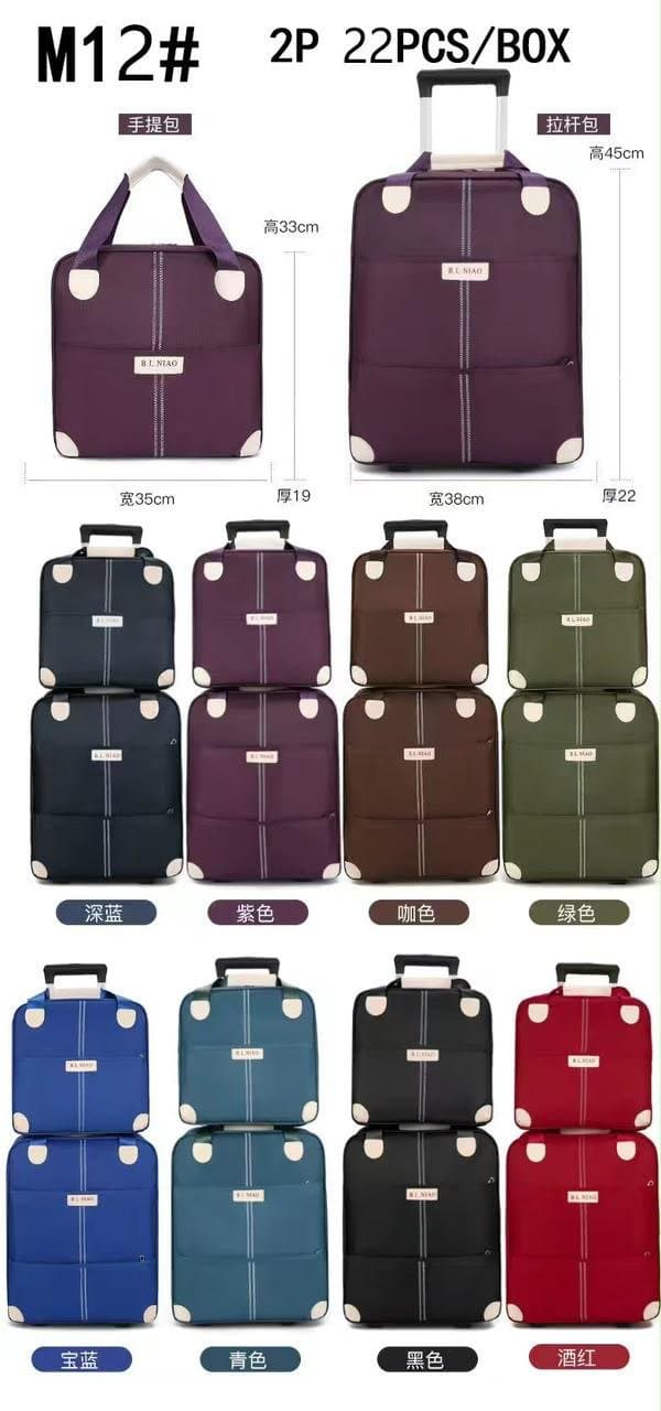 2-Piece Travel Luggage Set with Rolling Suitcase and Tote Bag