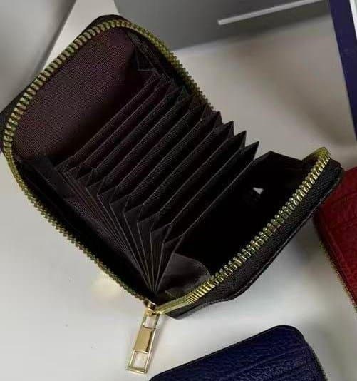 Accordion Zip-Around Card Holder Wallet with ID Window