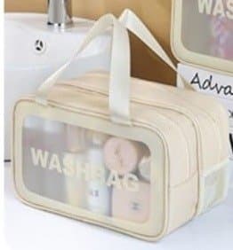 Clear Double-Compartment Travel Toiletry Wash Bag