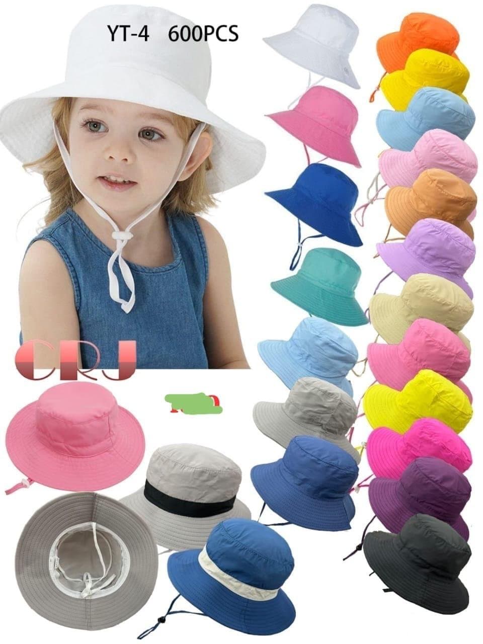 Kids Wide-Brim Sun Bucket Hat with Adjustable Chin Strap