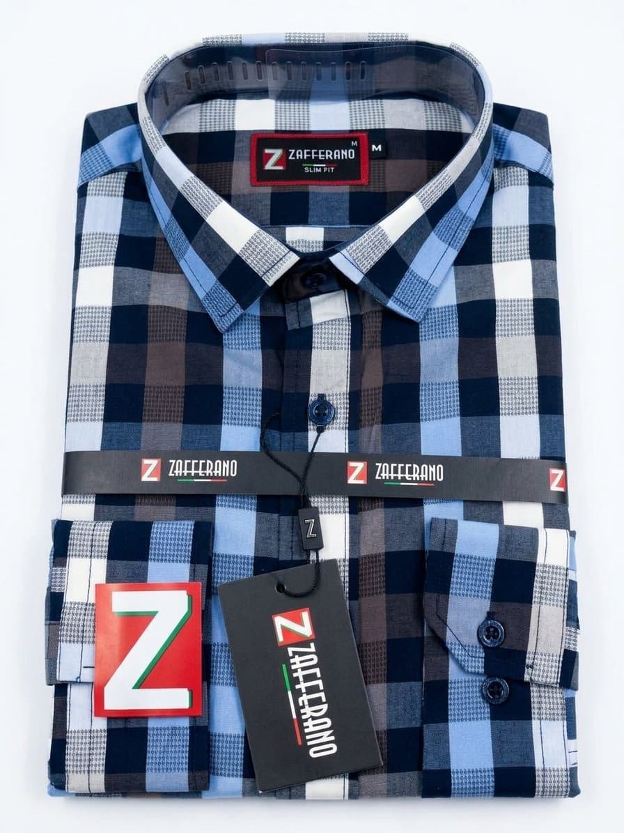 Men's Slim Fit Plaid Long Sleeve Shirt