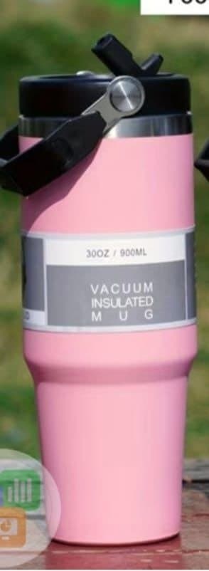 Vacuum Insulated Travel Tumbler Mug with Straw & Handle (900ml / 30oz)