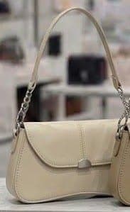 Women's Curved Flap Shoulder Bag with Chain Strap