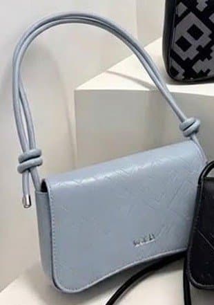 Women's Embossed Flap Shoulder Bag with Knotted Strap