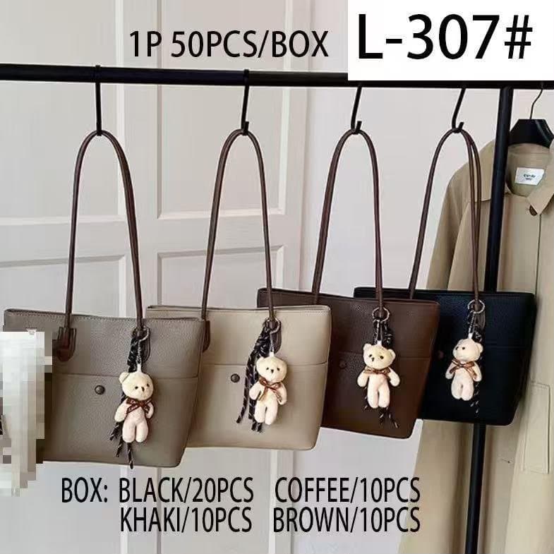 Women's Faux Leather Tote Bag with Teddy Bear Charm