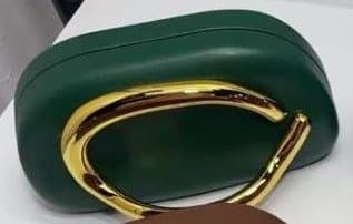 Women's Sculptural Gold Handle Hard Shell Clutch Bag