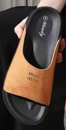 Women's Suede-Look Wide Strap Slide Sandals