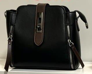 Women's Textured Faux Leather Lock-Detail Crossbody Handbag
