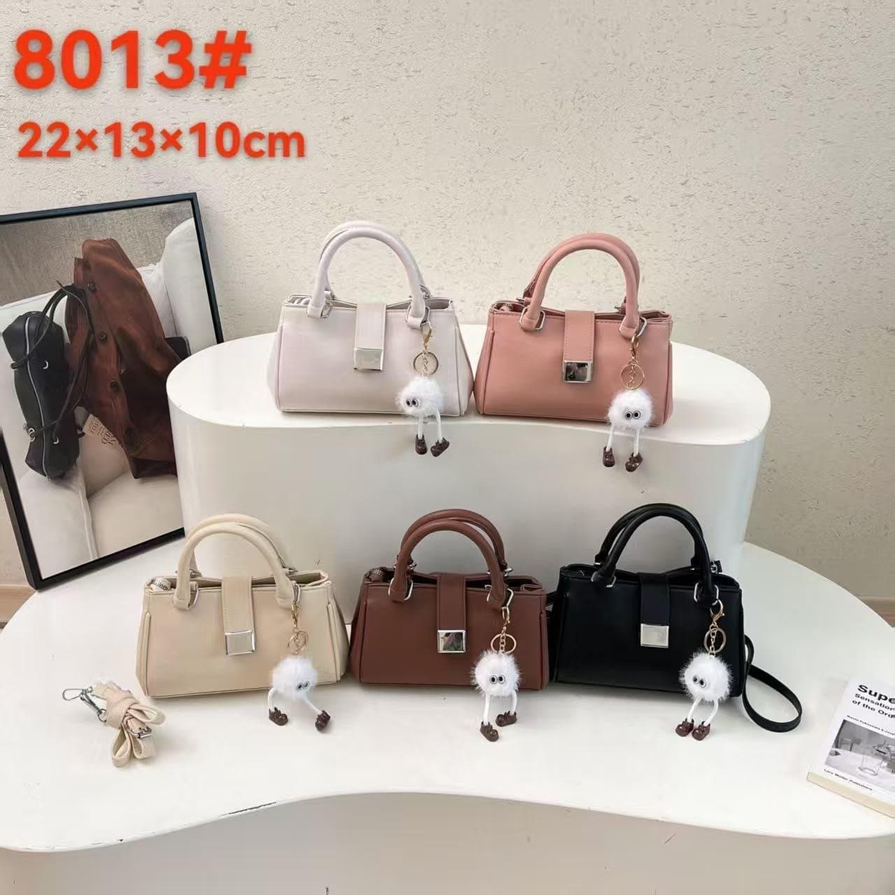 Women's Textured Mini Handbag with Plush Charm
