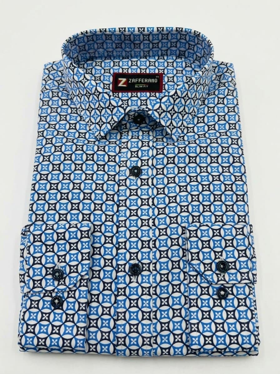 Zafferano Men's Geometric Print Slim Fit Shirt