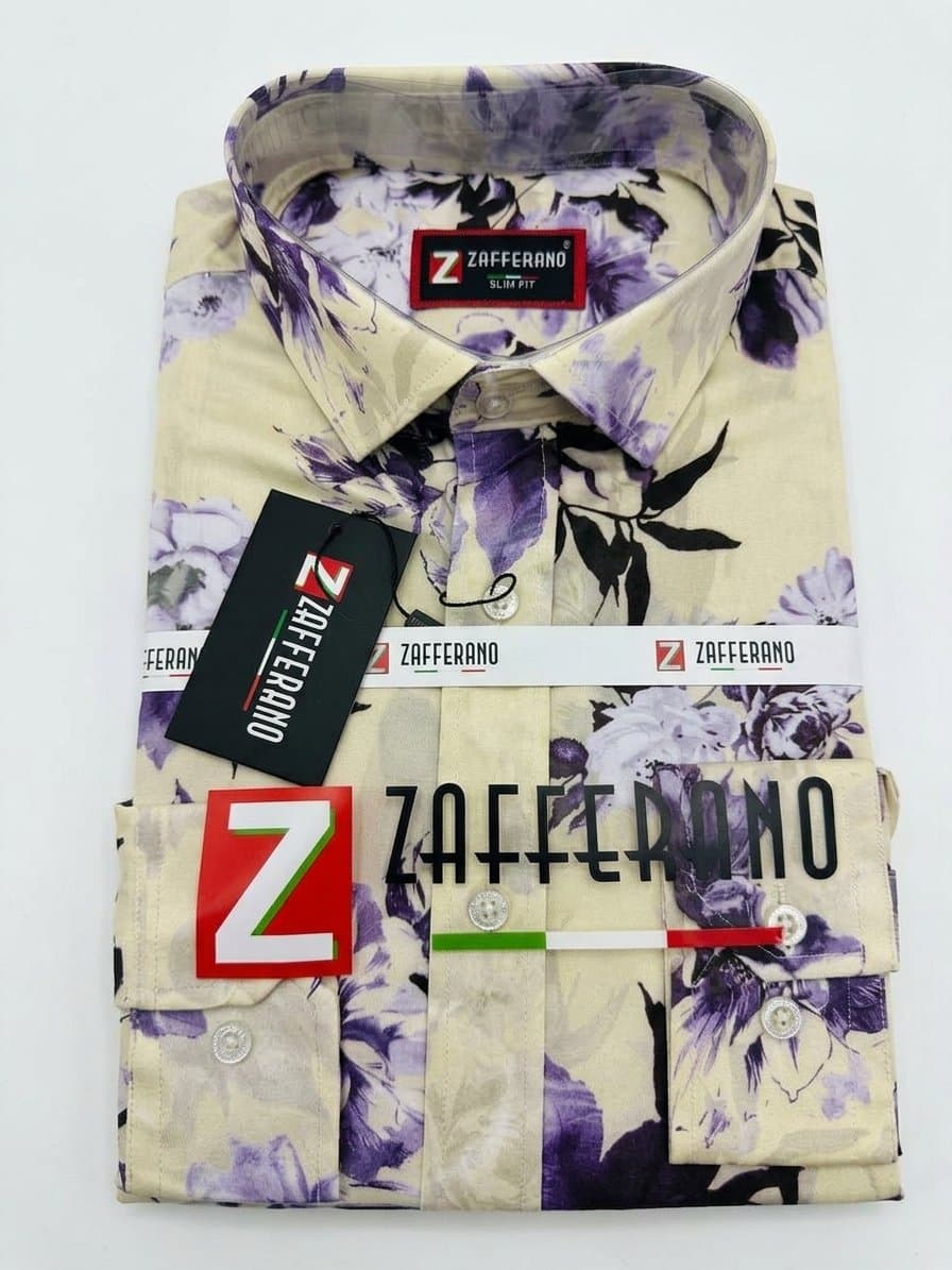 Zafferano Men's Slim Fit Floral Print Shirt