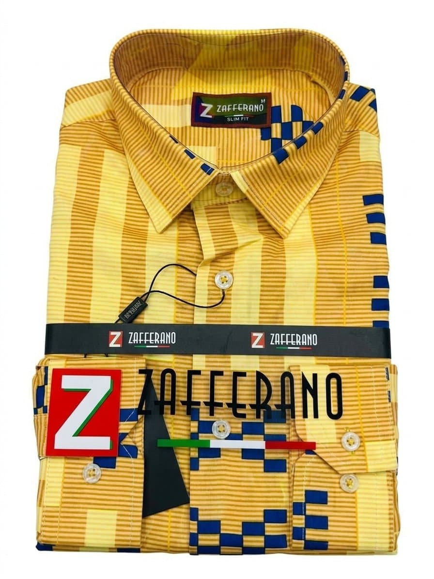 Zafferano Men's Slim Fit Geometric Patterned Long-Sleeve Shirt