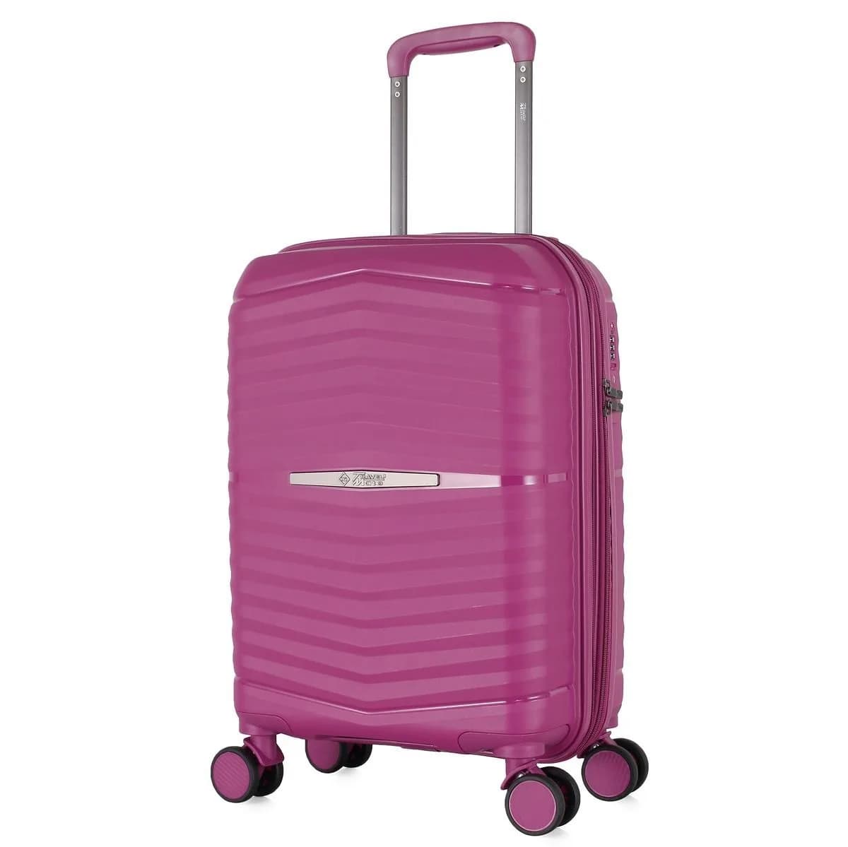 Travel Mate 53cm Hard Shell Zipper 8 Wheel BabaHub Cabin Trolley TSA L-349 C – Pink
