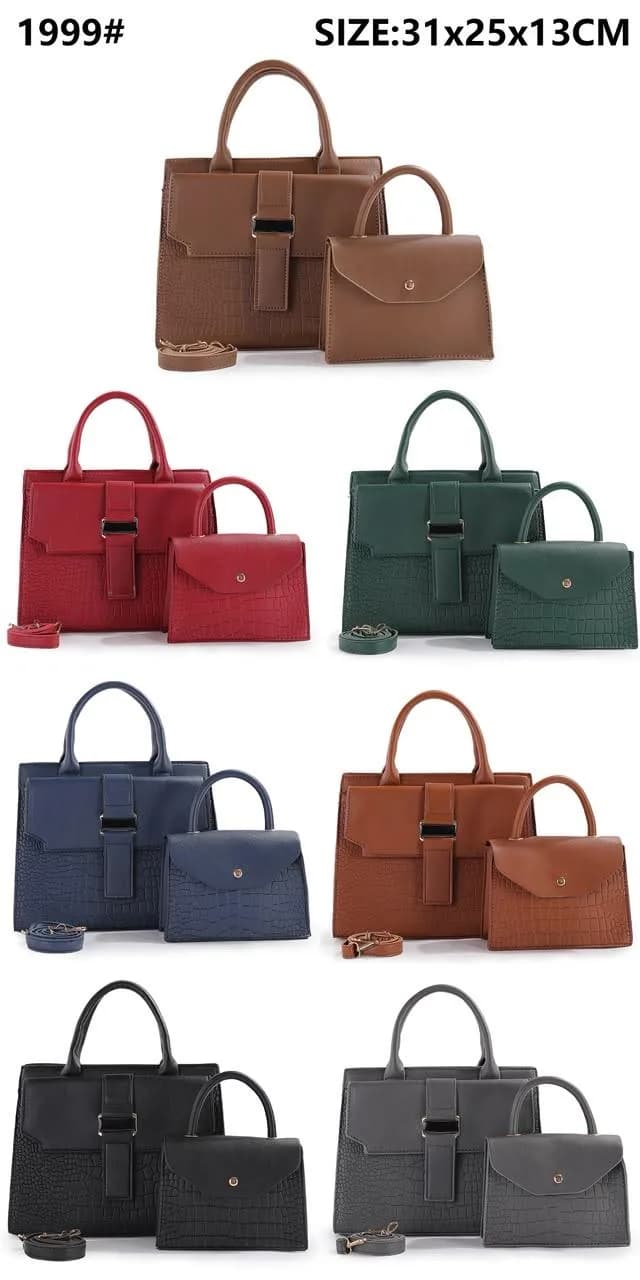 Buckle-Detail Tote & Pouch Set