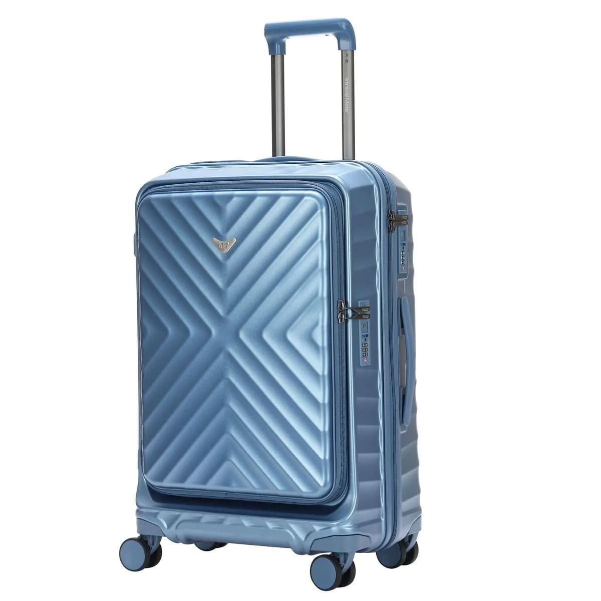 TravelMate 66cm Hard Shell Zipper 8 Wheel BabaHub MEDIUM Trolley TSA L-350 B – Blue