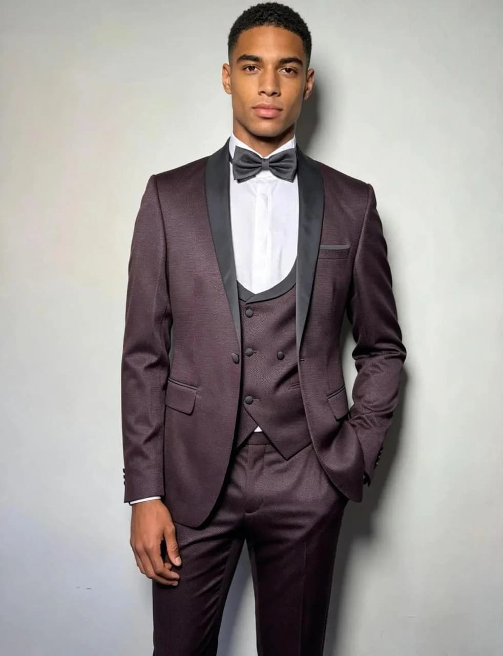 Burgundy Shawl-Collar Tuxedo