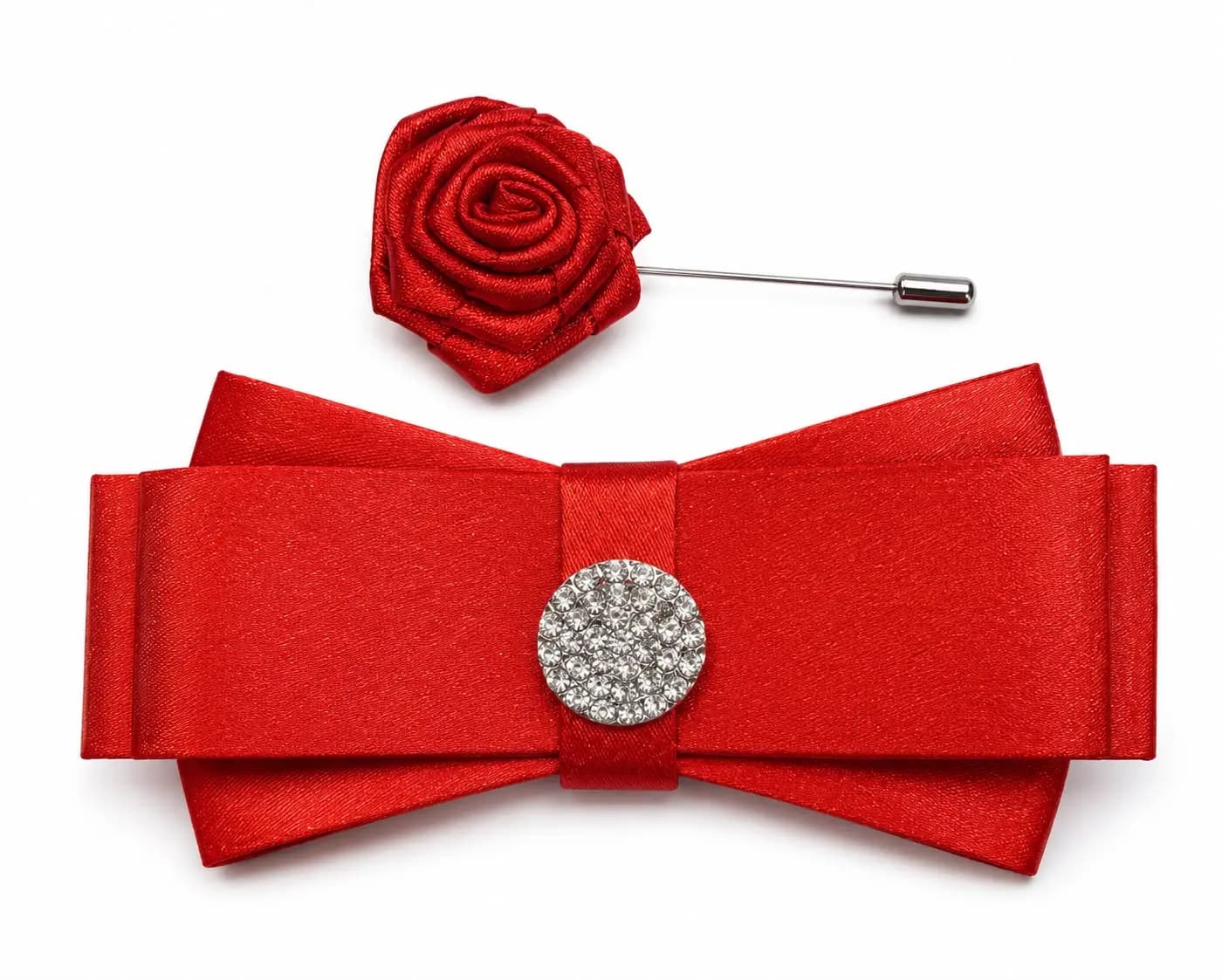 Red Rose Lapel Pin & Bow Tie Set