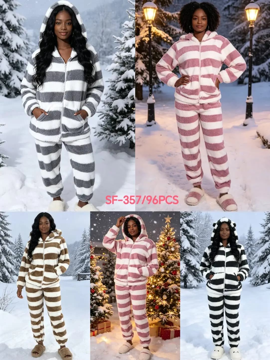 Striped Hooded Fleece Onesie