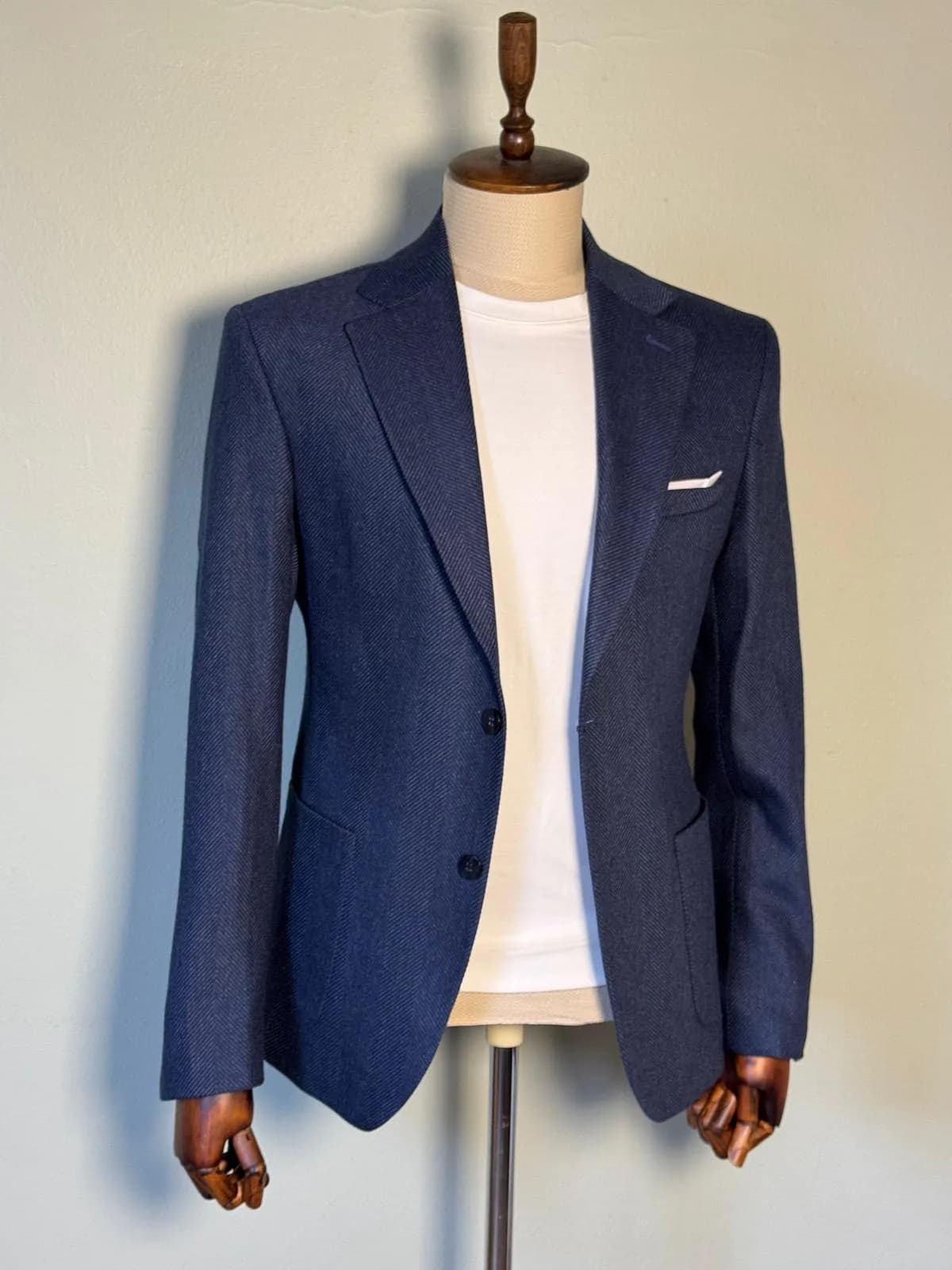 Navy Herringbone Blazer