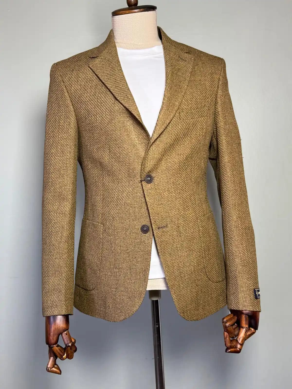 Brown Herringbone Tweed Blazer