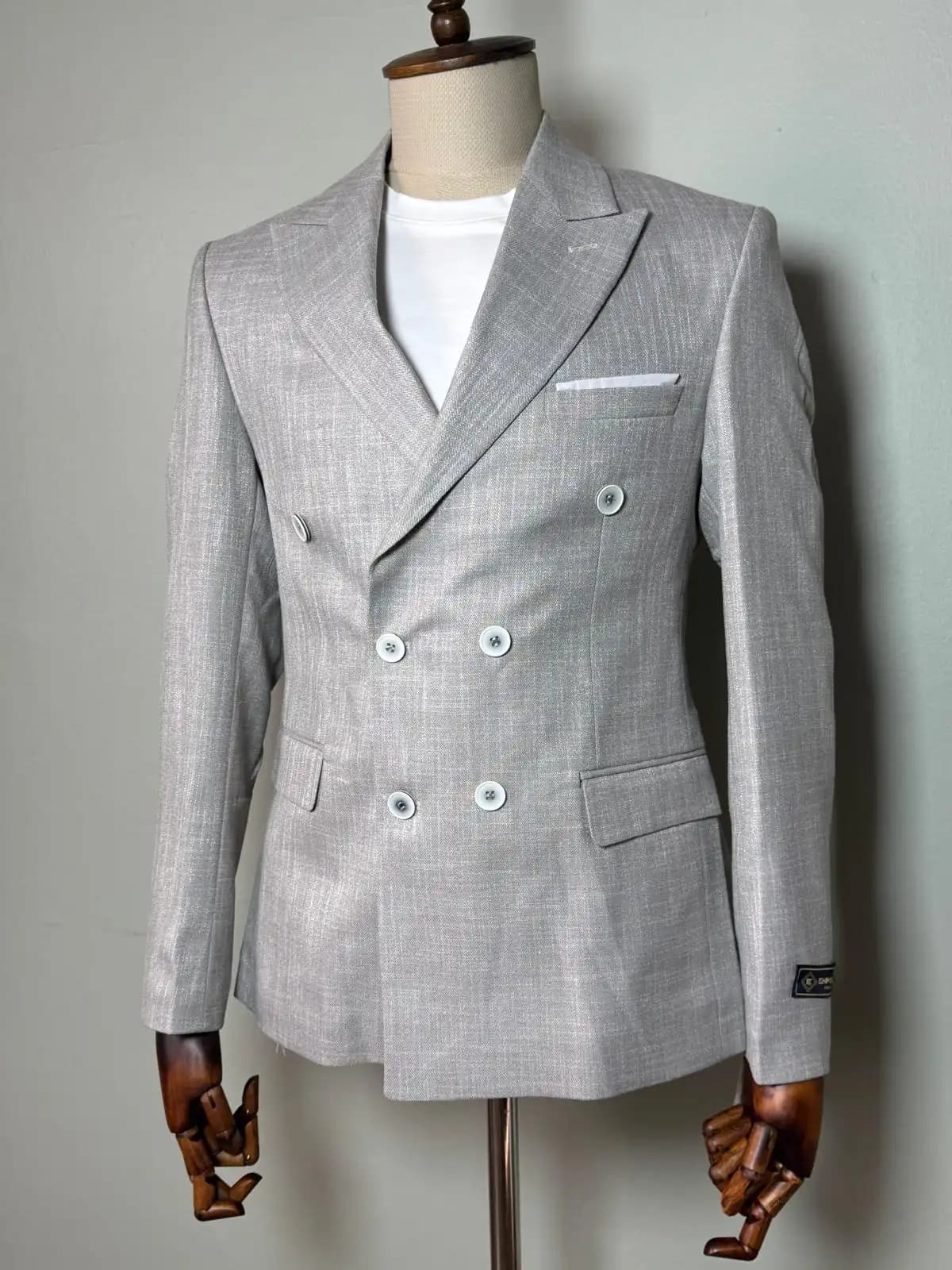 Grey Double-Breasted Blazer