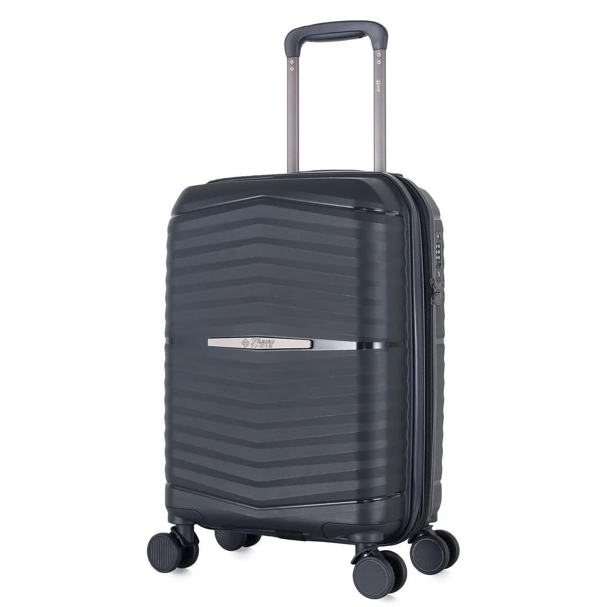 Travel Mate 53cm Hard Shell Zipper 8 Wheel BabaHub Cabin Trolley TSA L-349 C – Black