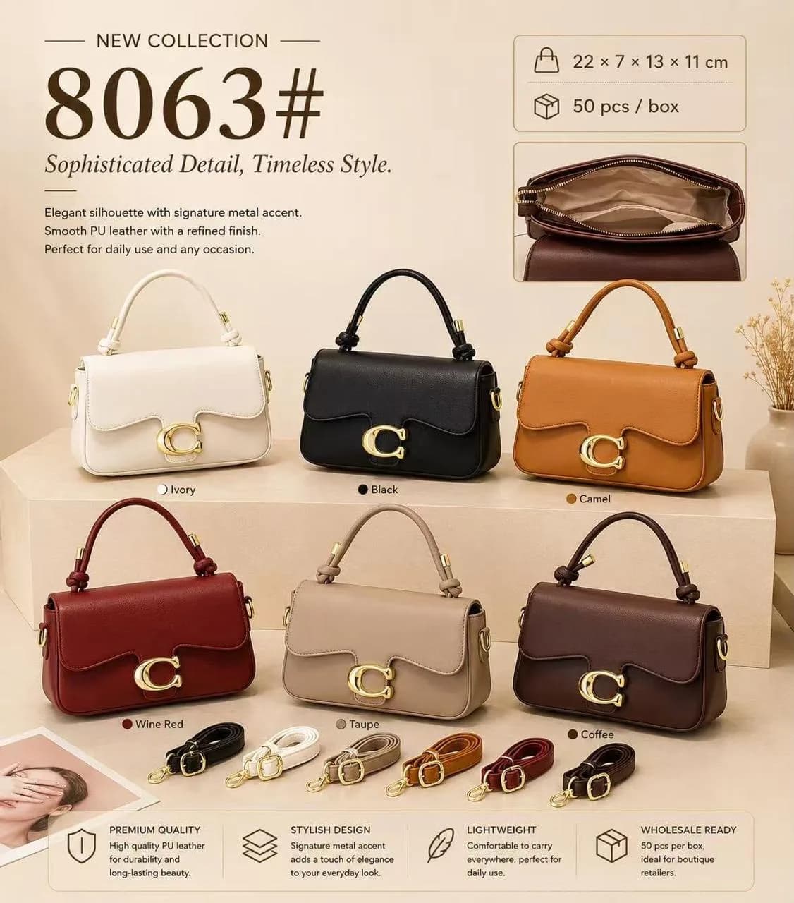 Sophisticated Detail Top-Handle Bag