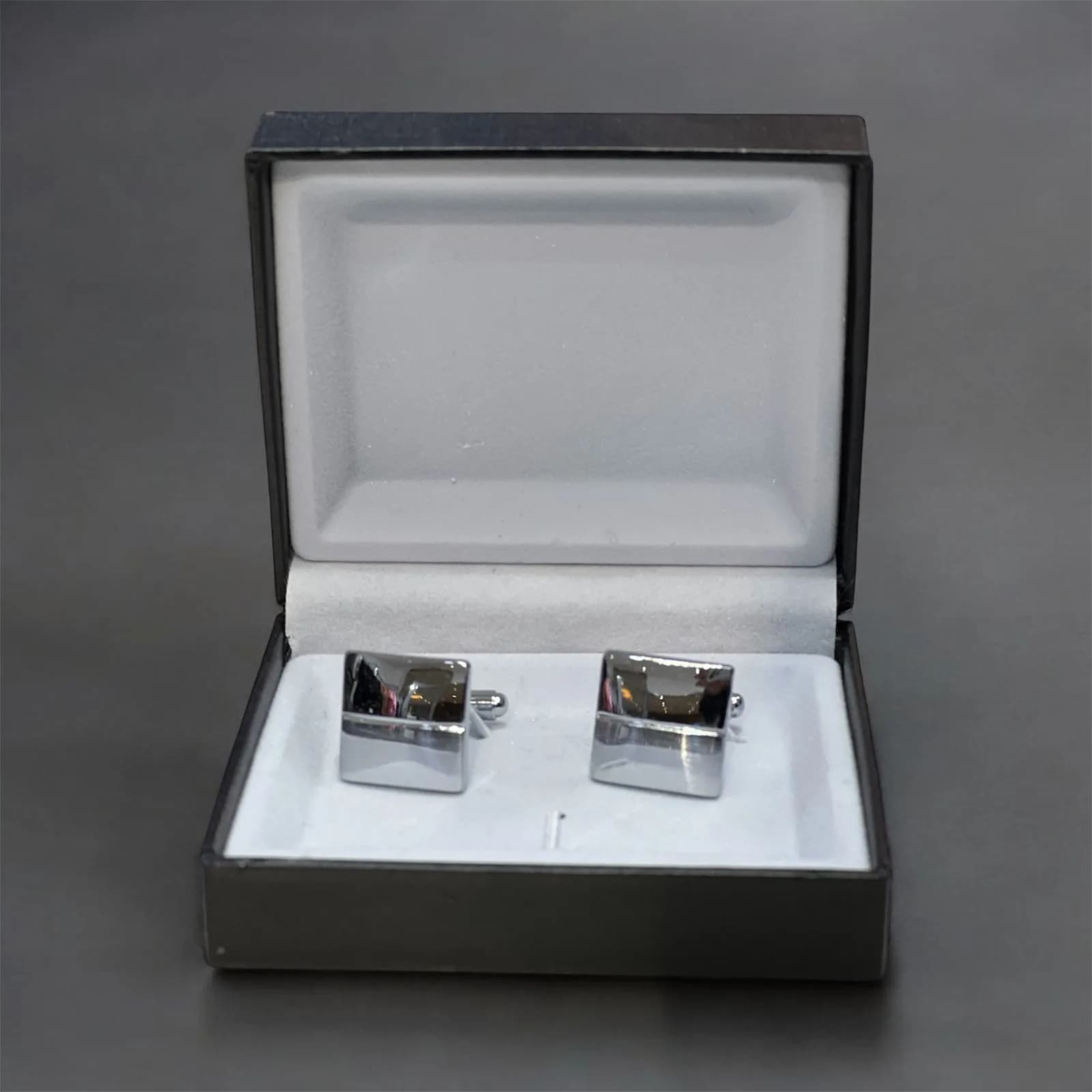 Square Silver Cufflink & Tie Bar Set