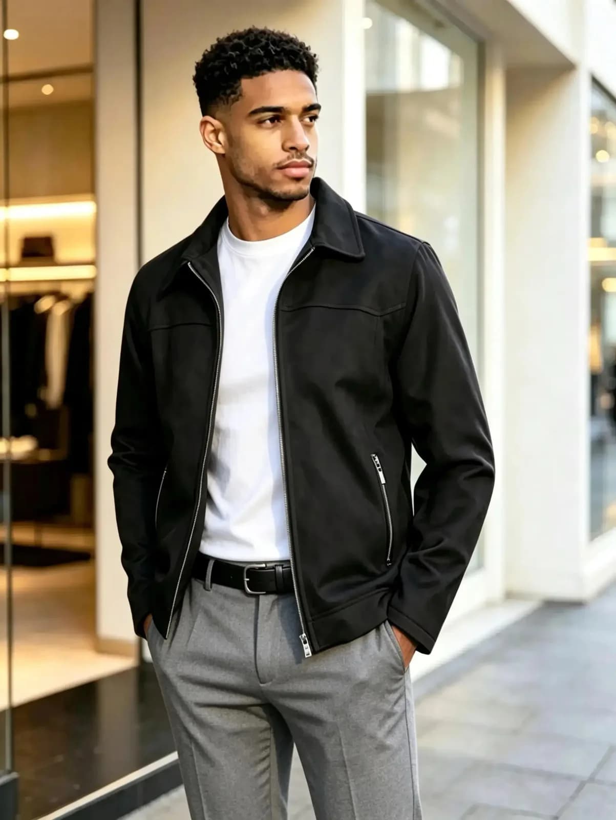 Black Zip Collared Jacket