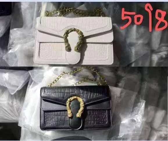 Crocodile-Embossed Flap Shoulder Bag
