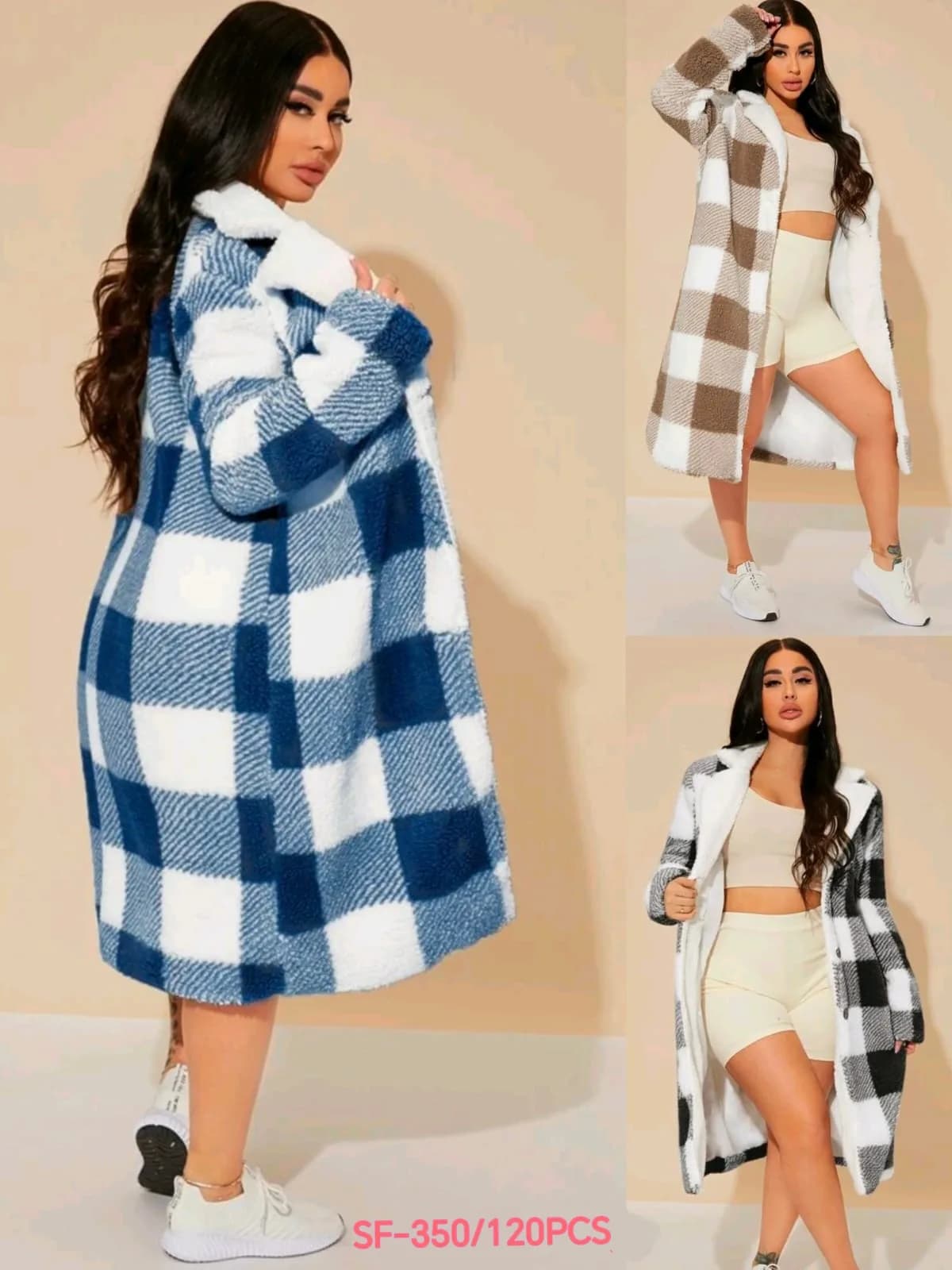 Plaid Fleece Long Coat