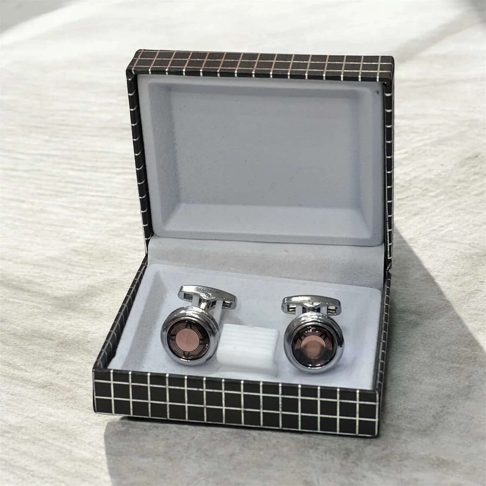 Round Black Enamel Cufflink Set