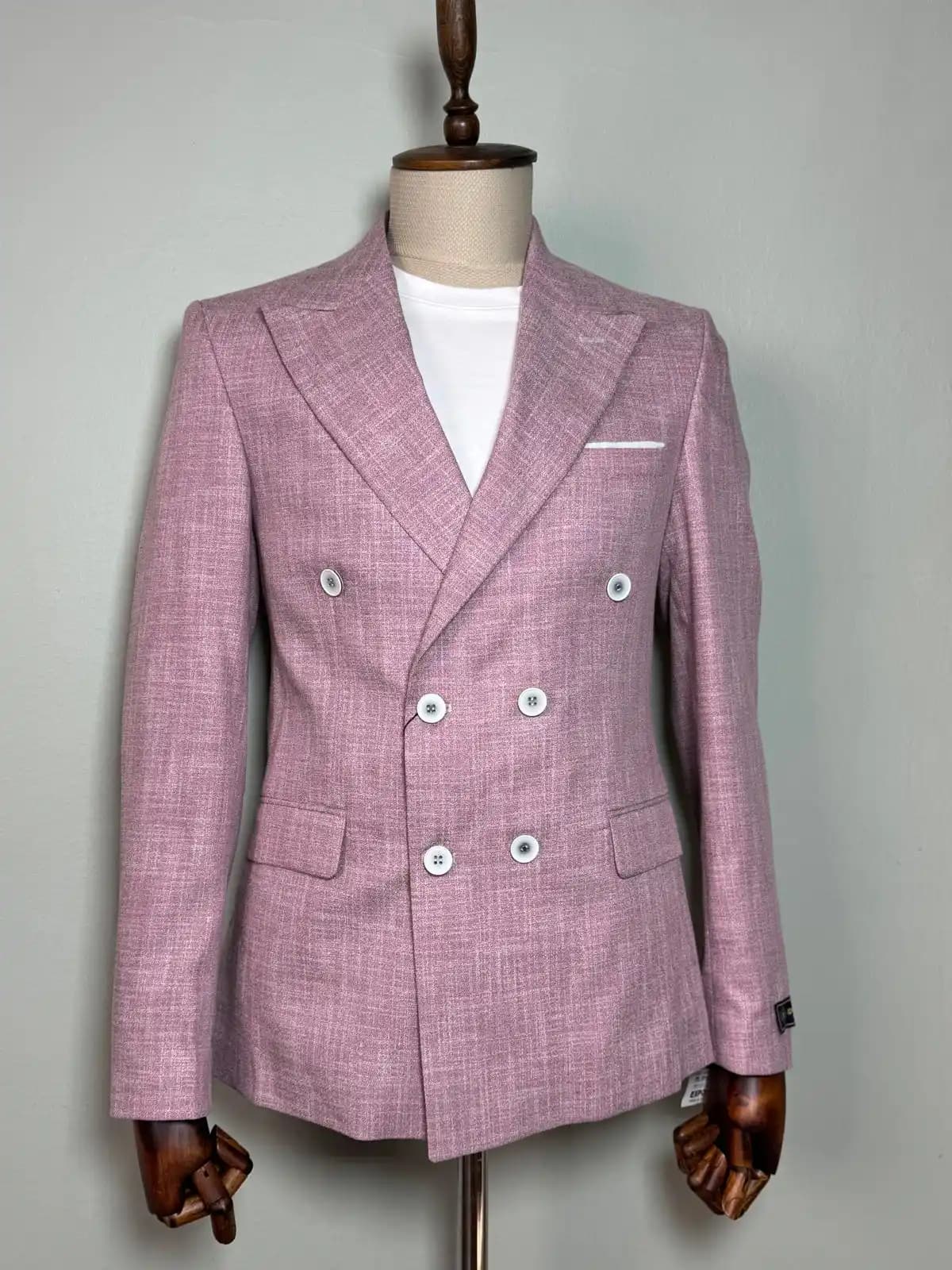 Pink Mandarin-Collar Suit