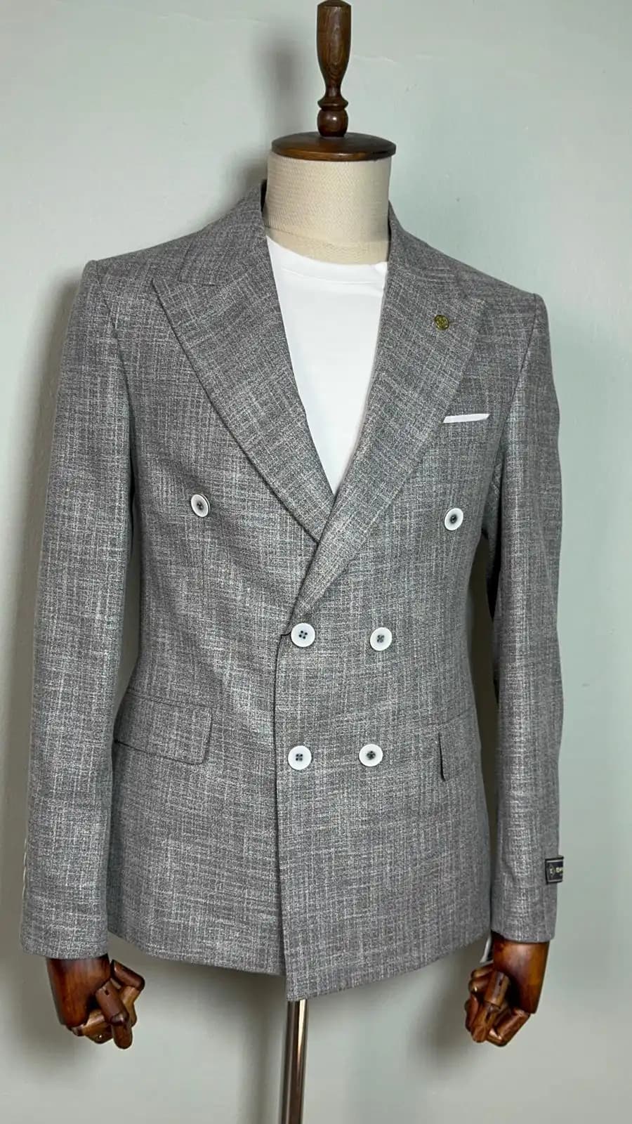 Light Grey Windowpane Check Blazer