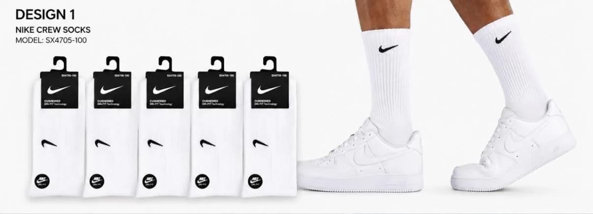 Crew Socks 5-Pack, White