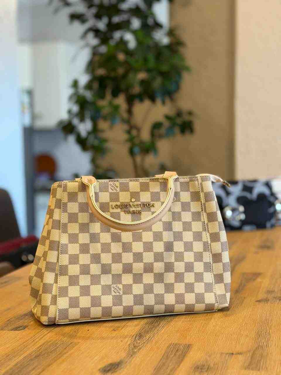 Checkered Top Handle Handbag