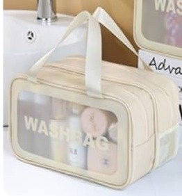 Clear Double-Compartment Travel Toiletry Wash Bag