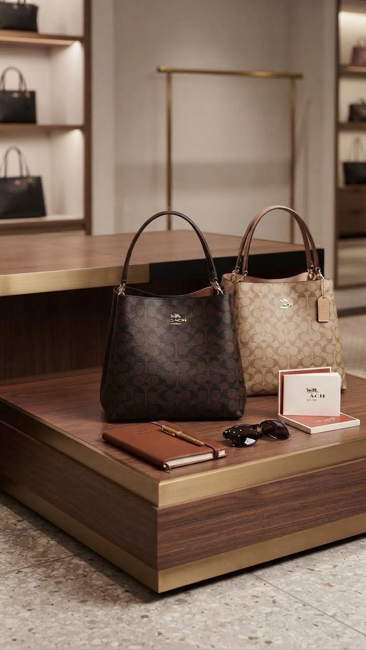 Coach Signature Monogram Bucket Shoulder Bag