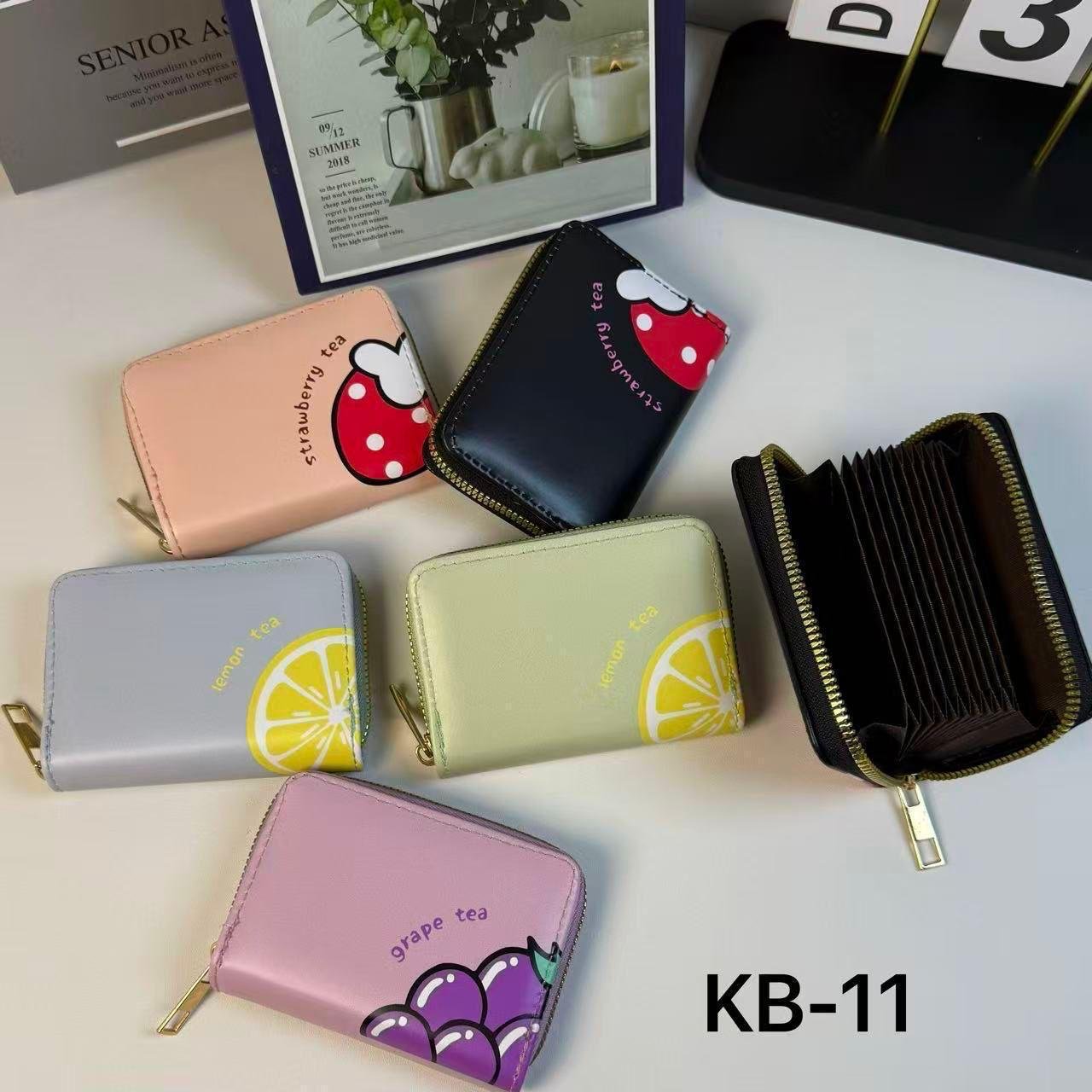 Cute Fruit Tea Zip-Around Accordion Card Holder Wallet