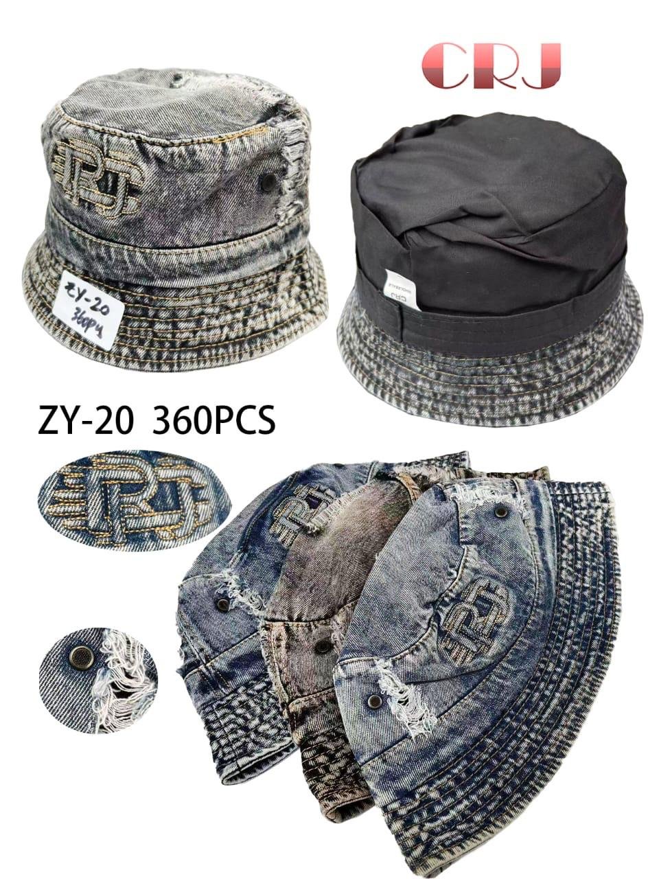 Distressed Denim Embroidered Bucket Hat