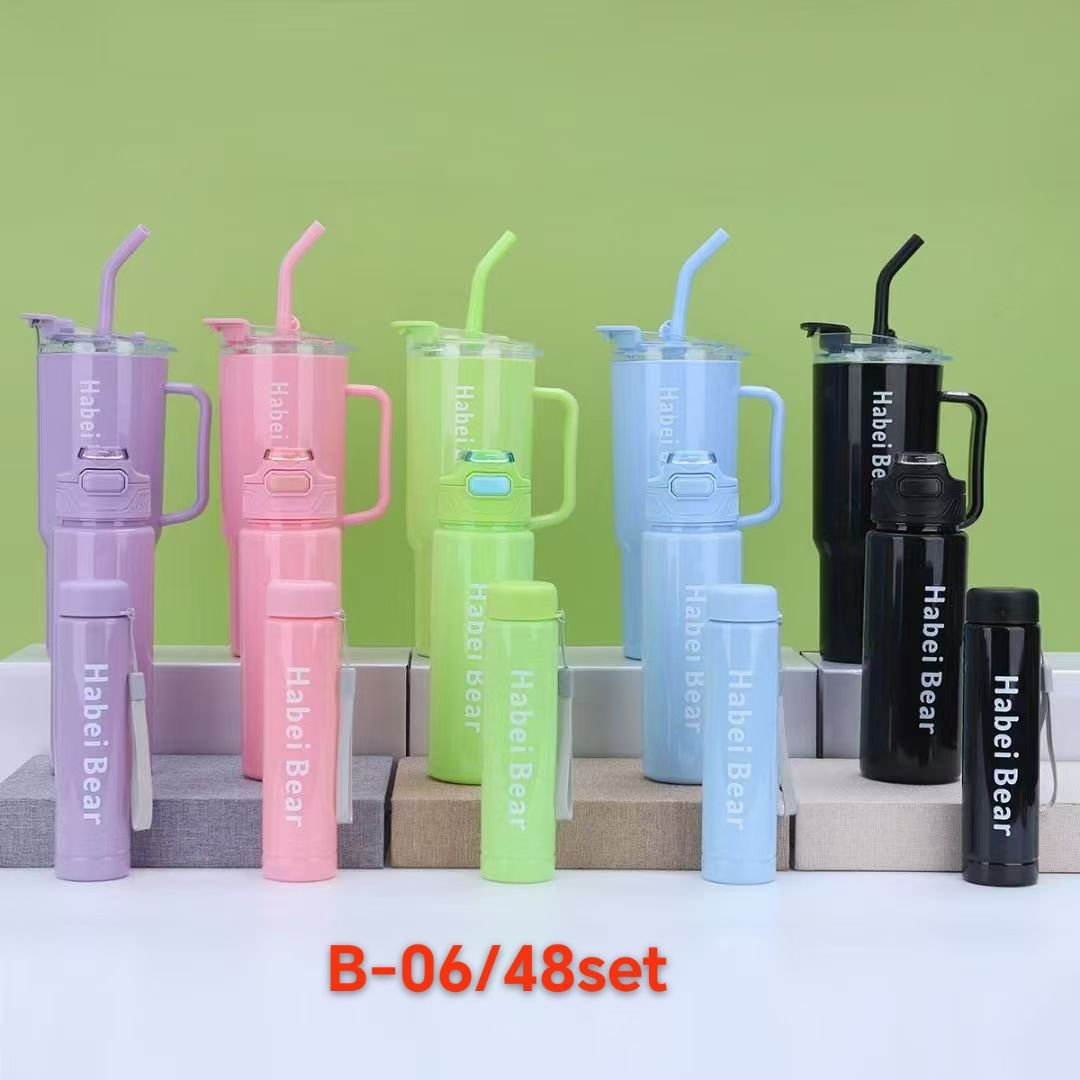 Habei Bear 3-Piece Insulated Tumbler & Water Bottle Set