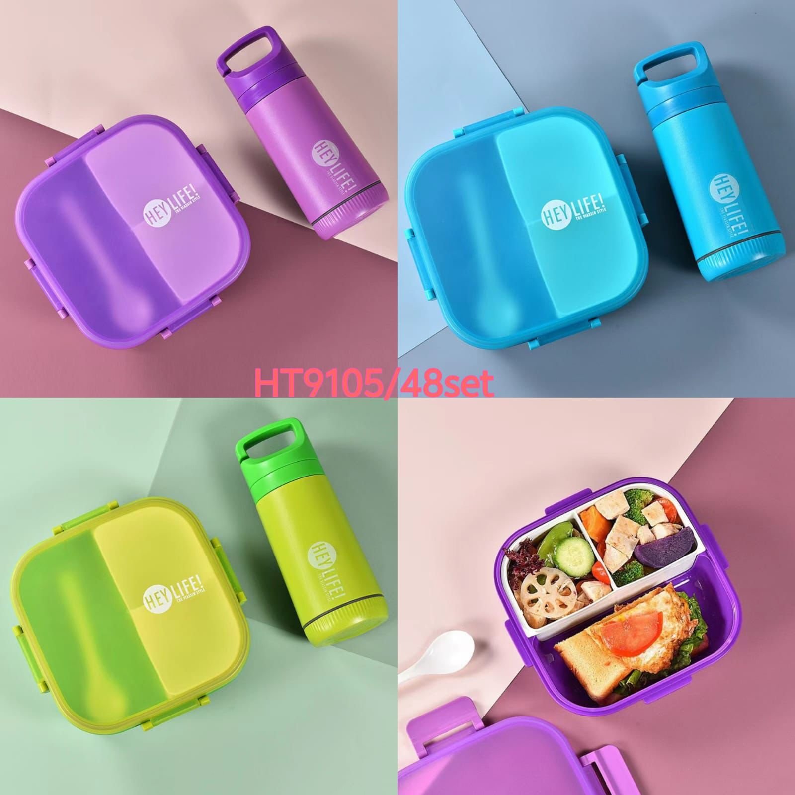 HEY LIFE! Compartmentalised Lunch Box and Bottle Set