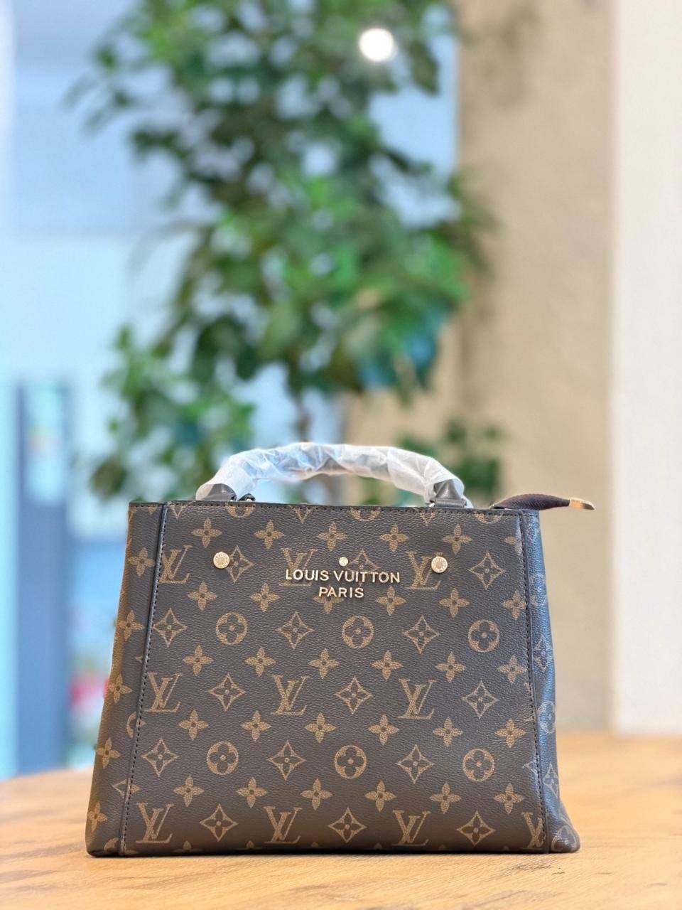 Monogram Print Structured Zip-Top Handbag