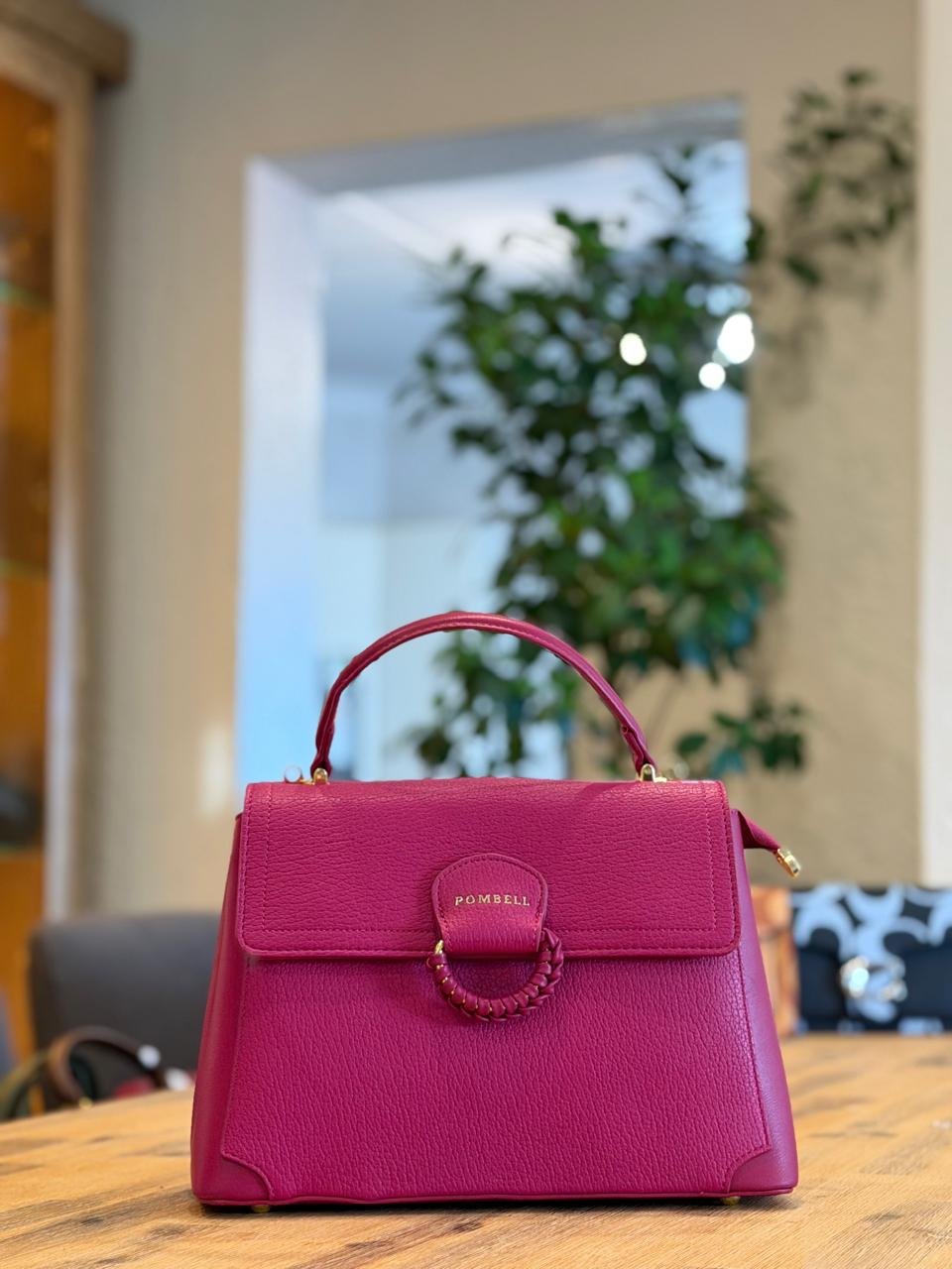 Pombell Textured Flap Top-Handle Handbag