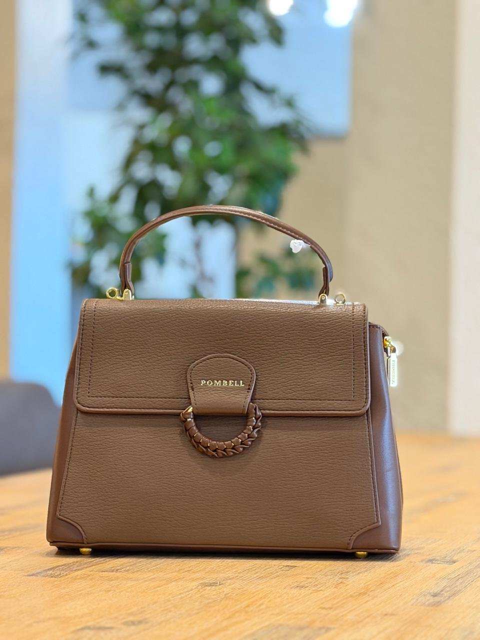 Pombell Textured Top Handle Flap Handbag
