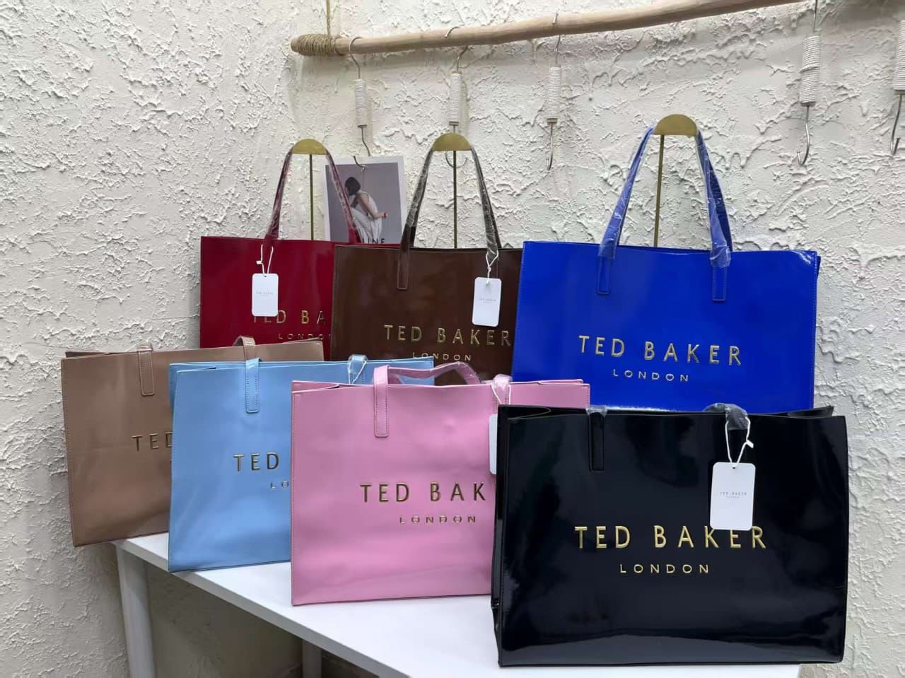 Ted Baker Glossy Logo Patent Tote Bag
