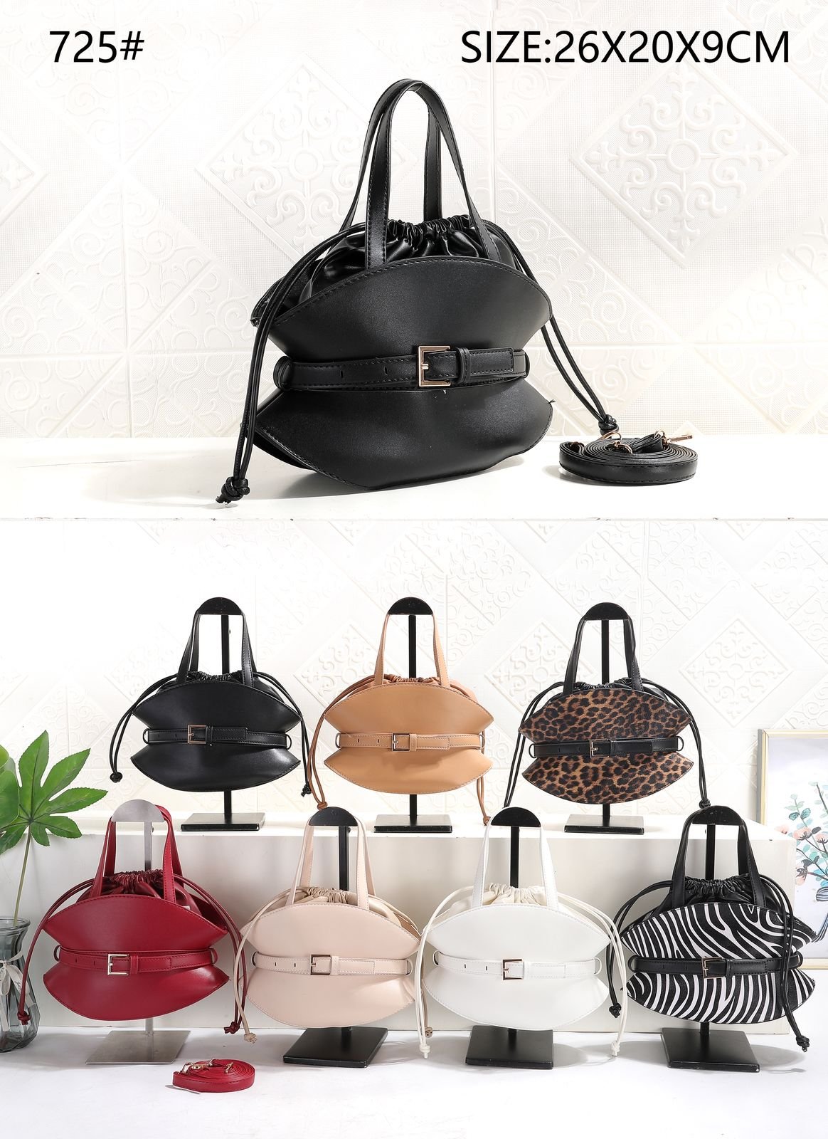 Women's Belted Drawstring Top Handle Bag