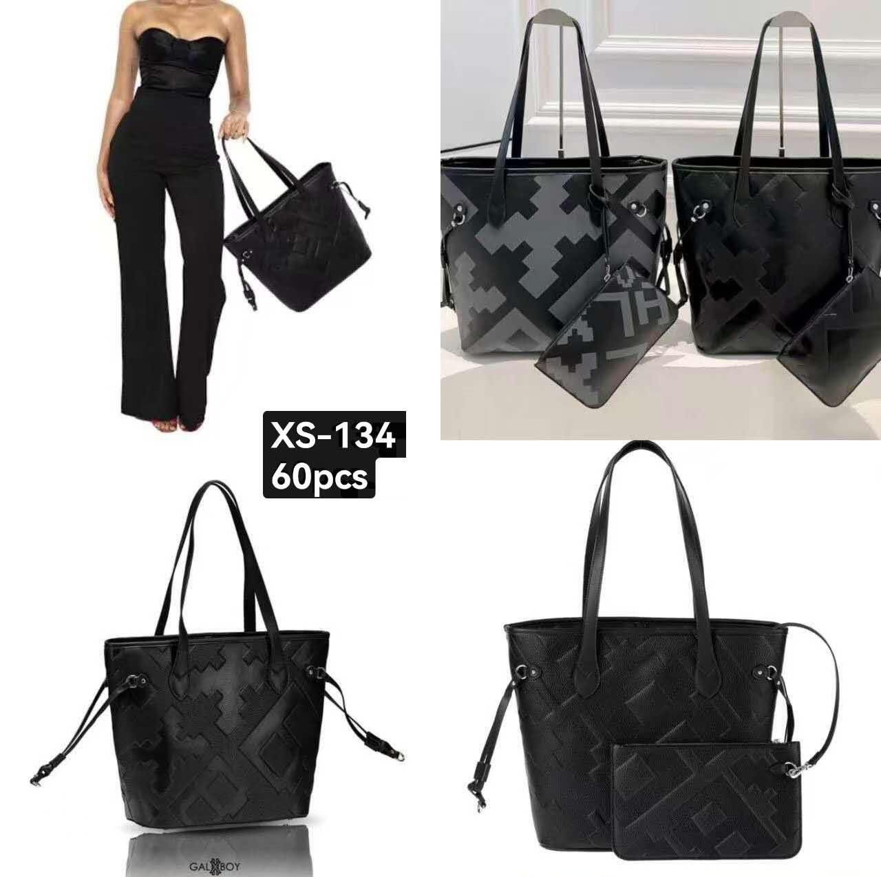 Women's Embossed Pattern Tote Bag Set with Zip Pouch