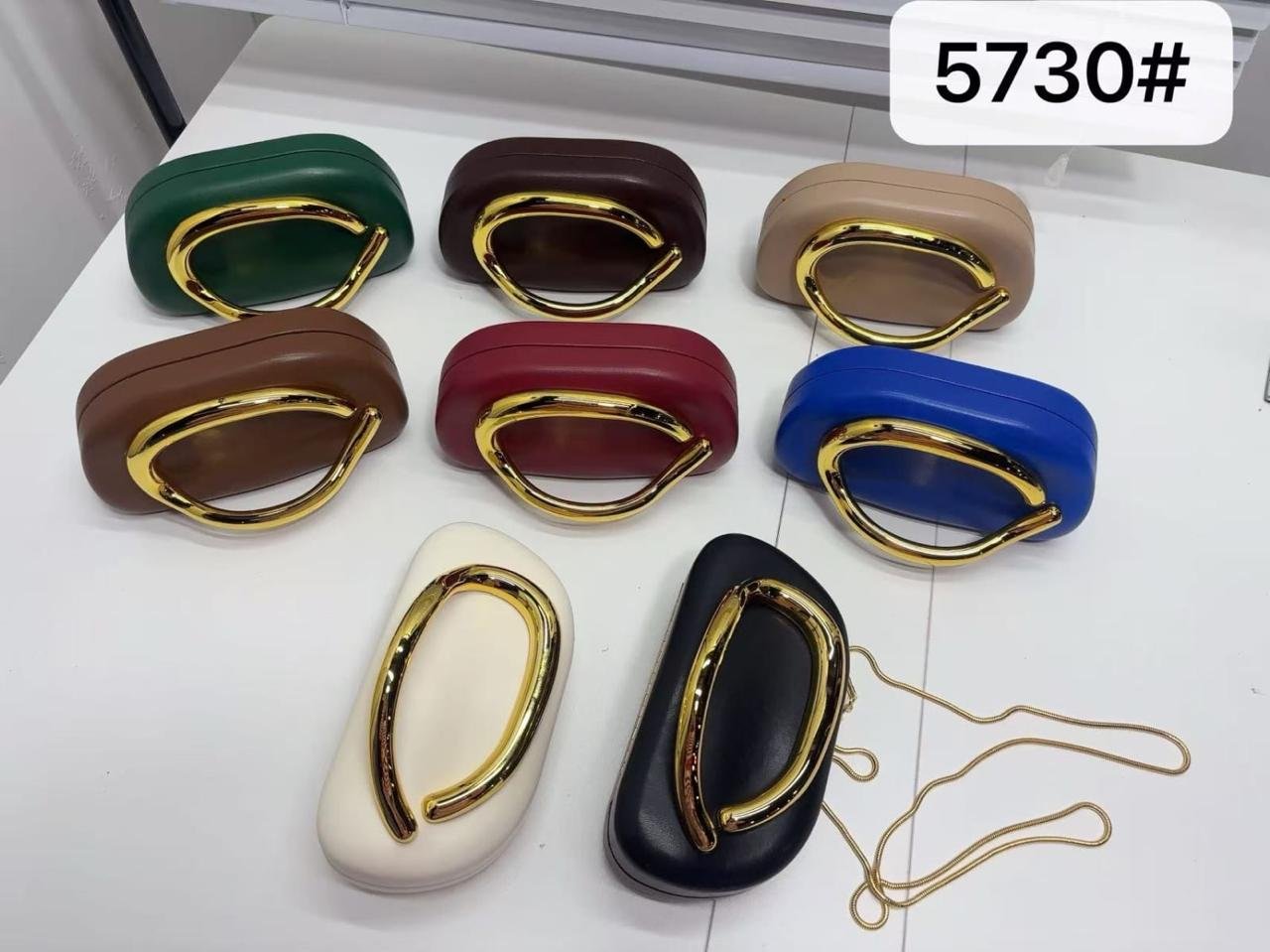 Women's Sculptural Metal Handle Evening Clutch