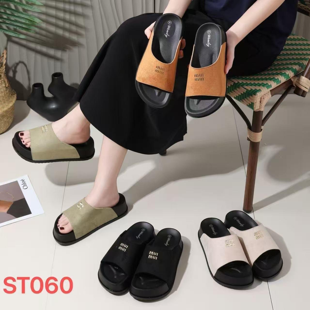 Women's Suede-Look Chunky Platform Slide Sandals